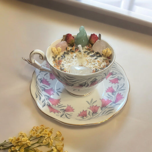 Pikake scented Self-care Vintage Teacup Candle